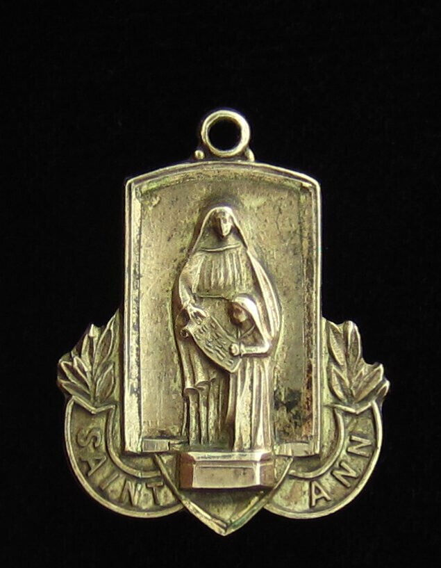 Vintage Sterling Saint Ann Medal Religious Holy Catholic