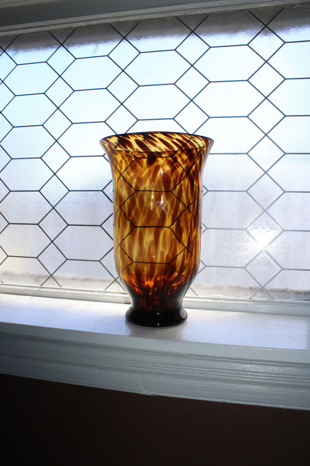 Large Maestri Vetrai Azzurra Murano Glass Vase Tortoise Shell