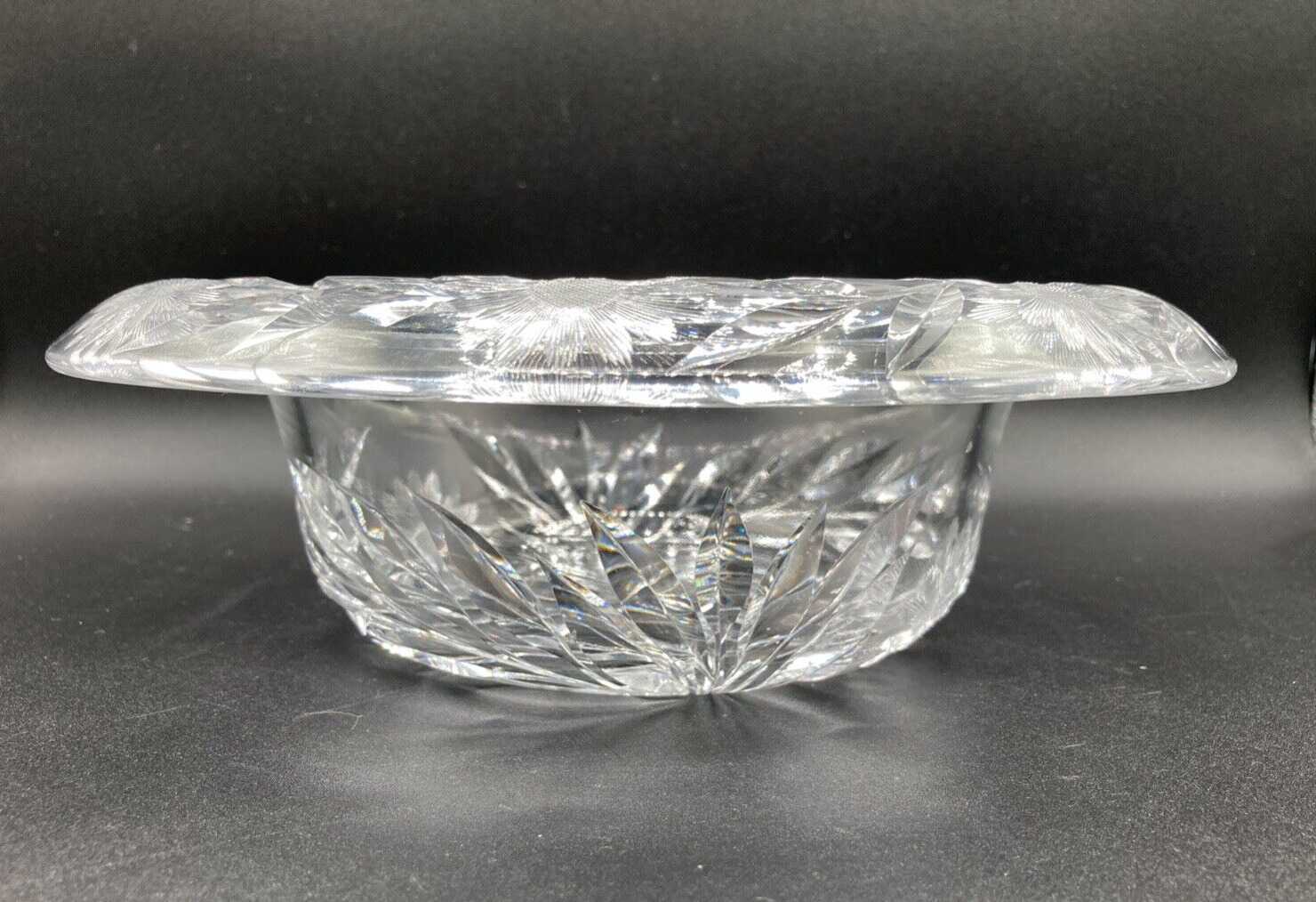 Antique ABP Pairpoint Cut Glass Rolled Edge Bishops Hat Bowl Wickham Daisy