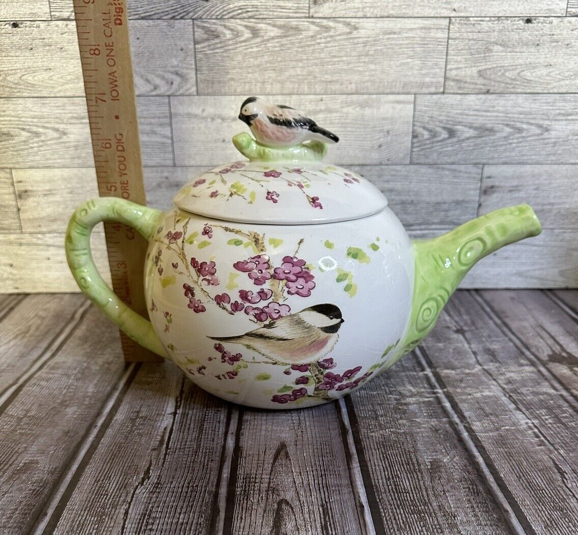 Kate Williams Global Design Connections Chickadee Bird Ceramic Teapot