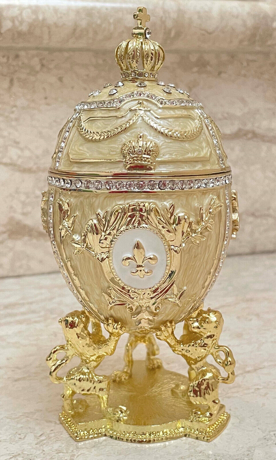 Faberge Egg Jewelry Box Wedding Gift for Couple 24KGOLD Fabergé Eggs Faberge 5ct
