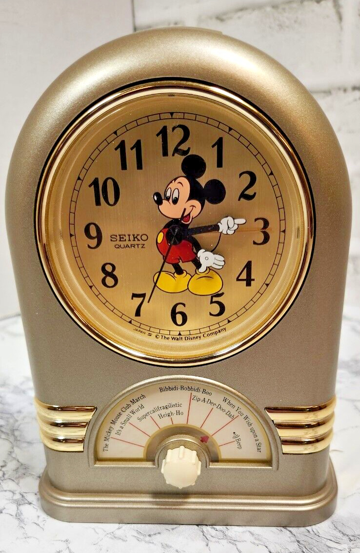 VTG Disney Mickey Mouse Seiko Quartz Musical Alarm Clock Plays 7 Disney Tunes