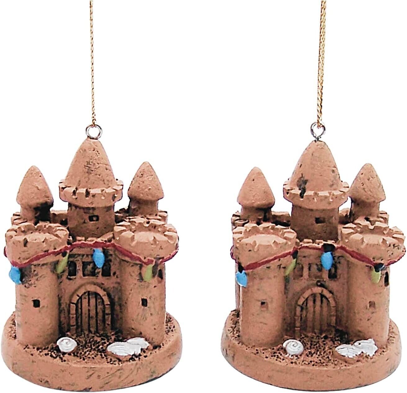 Decorated Sand Castle Christmas Ornament, Set of 2