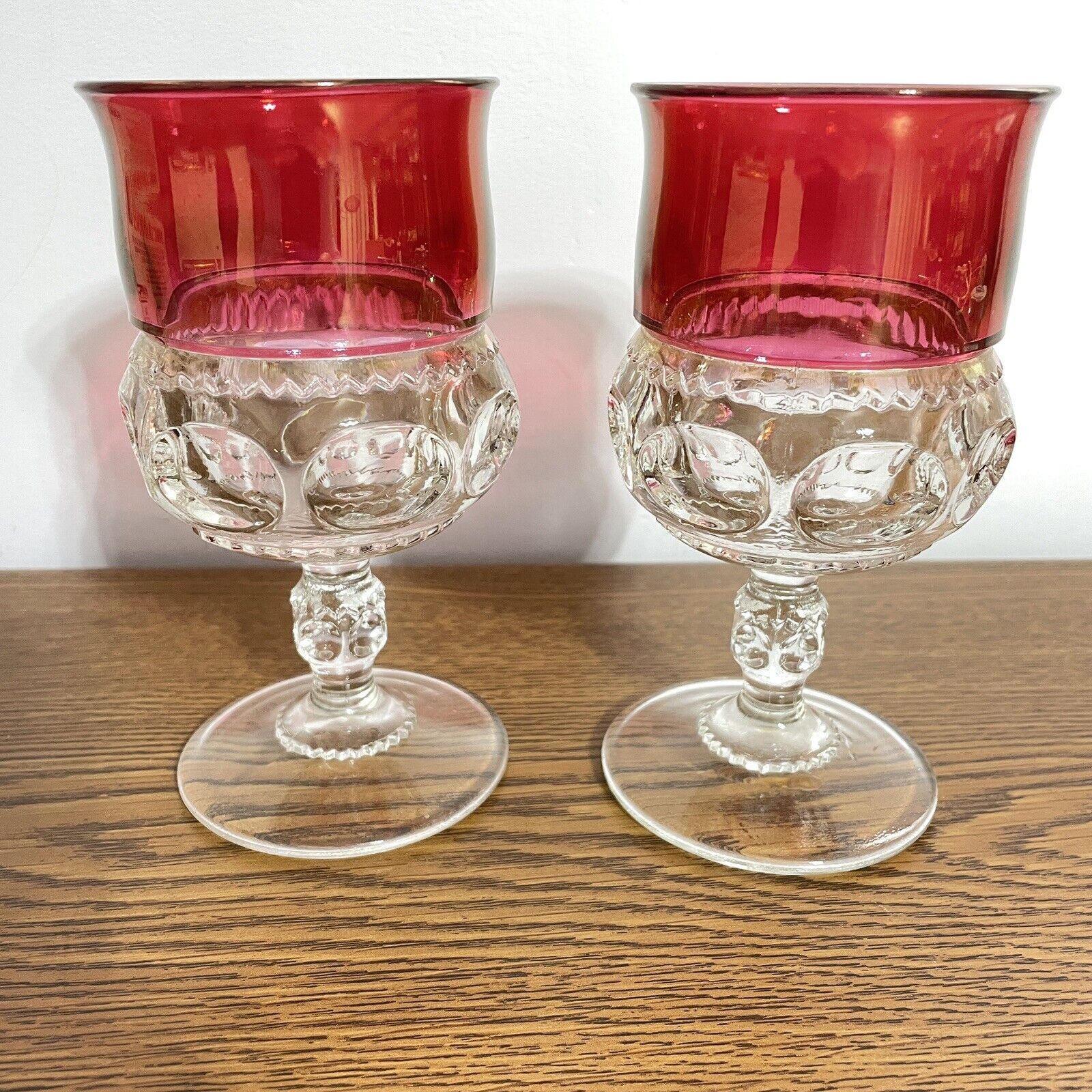 Tiffin?  RUBY KING CROWN THUMBPRINT RUBY Flashed  5-5/8” Water Glass Set Of 2