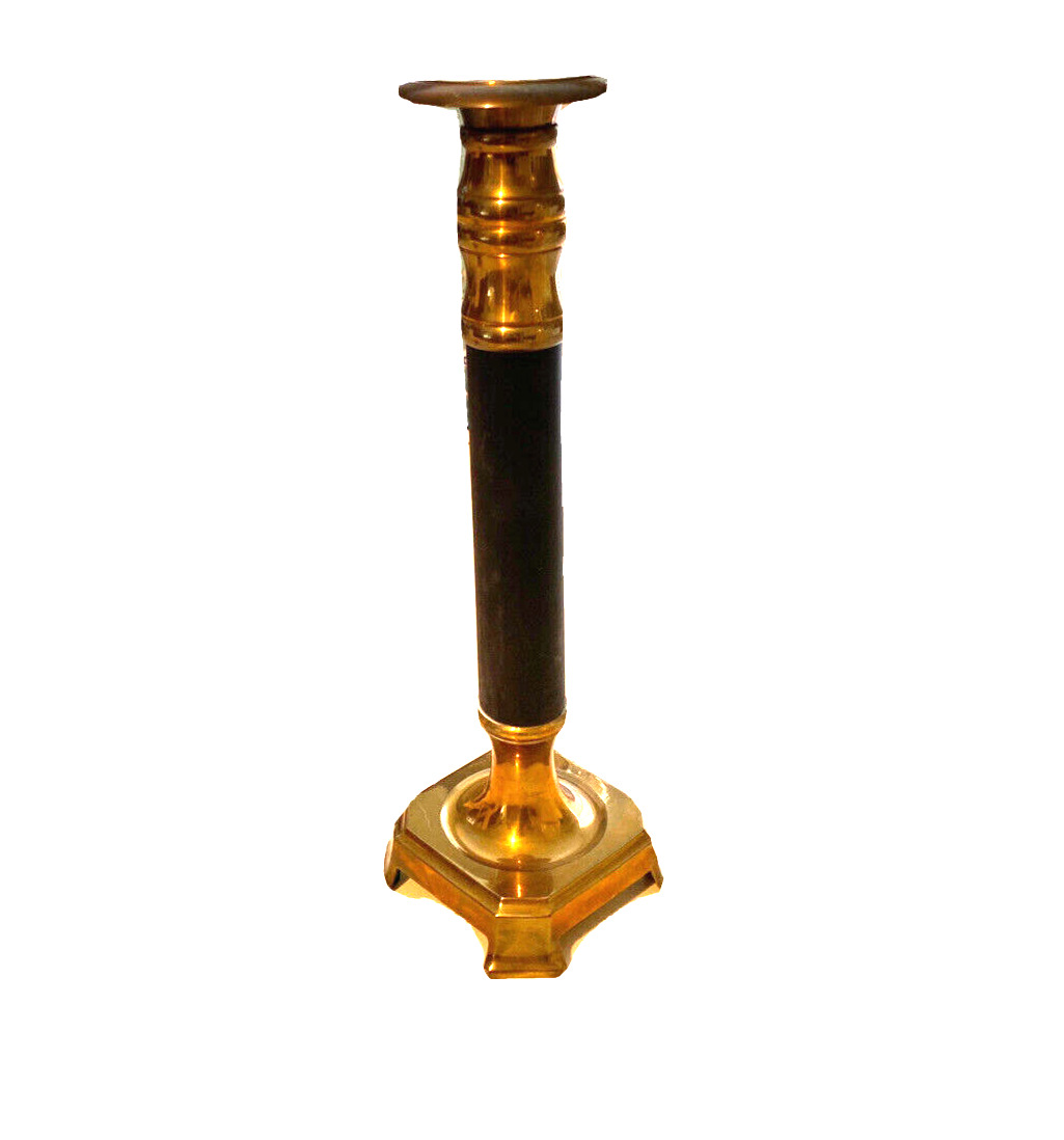 Vintage Gatco Solid Brass Candle Holder Black Gold Footed Retro Luxury Decor