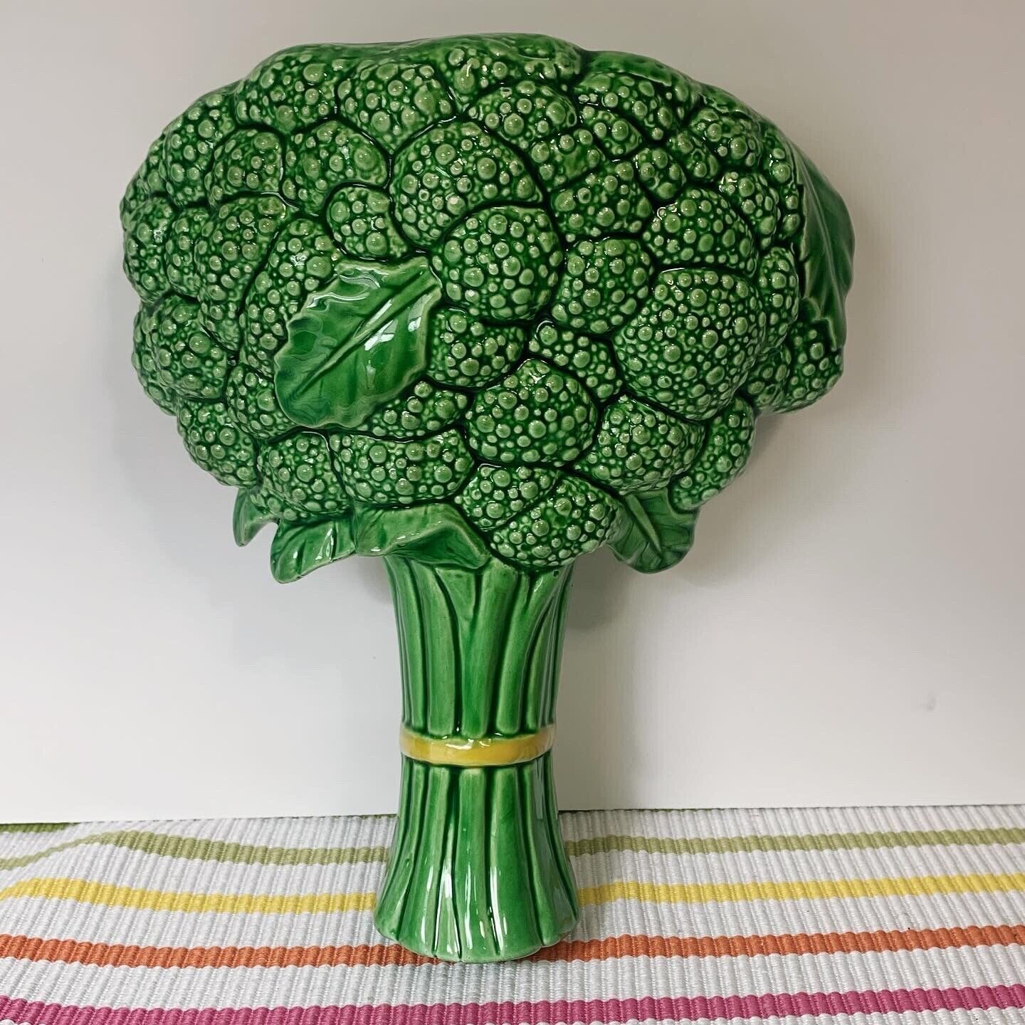 Vintage Ceramic Broccoli Wall Pocket Planter Vase