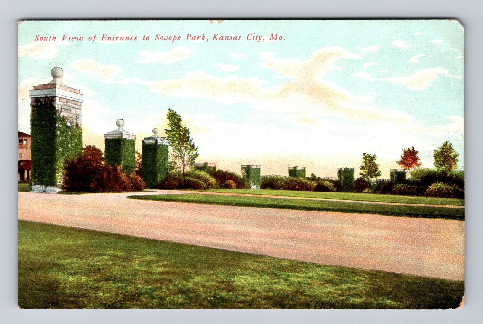 Kansas City MO-Missouri, South View Entrance Swope Park, Vintage Postcard