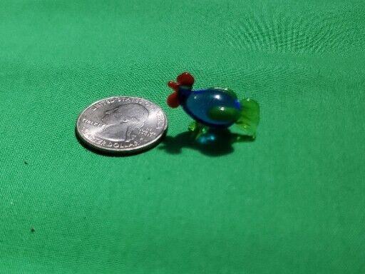 Handmade Rooster Chicken Tiny Miniature Micro Mini Lampworking Glass Figurine