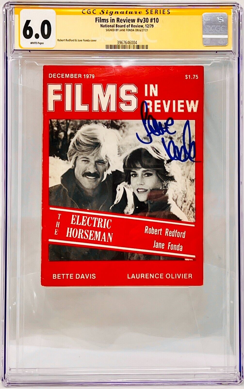 Films In Review #v30 #10 CGC Signature Series Graded 6.0 Signed by Jane Fonda