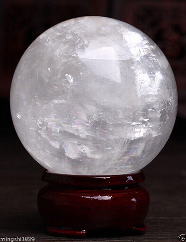 NATURAL CLEAR QUARTZ CRYSTAL SPHERE BALL HEALING GEMSTONE 40-200MM + FREE STAND