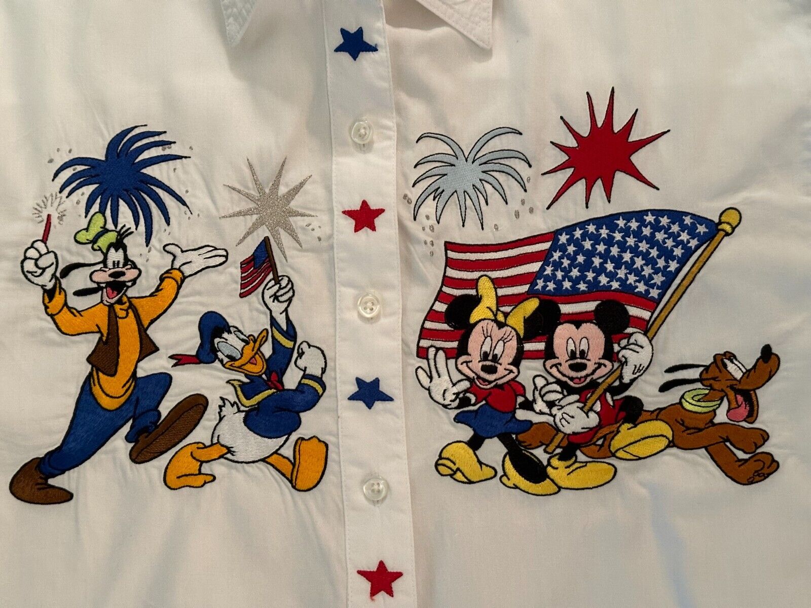 Vintage Disney Mickey Mouse Women's 4th of July Shirt Medium Mint Cond.