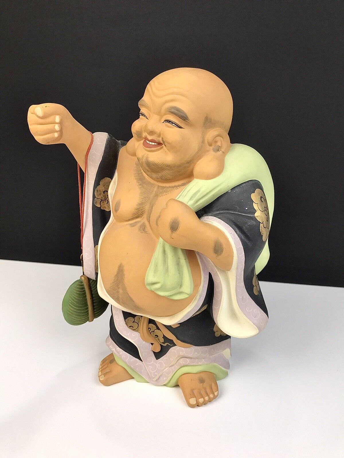 Vintage SATO HAKATA Buddha Geisha Clay Statue Figurine - 12”