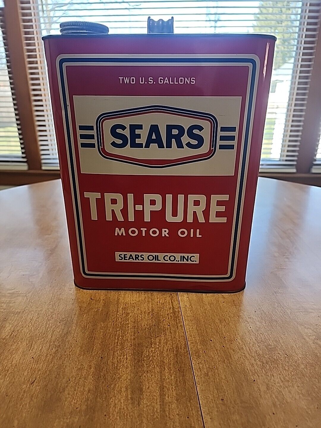 👍 *NEAR MINT*RARE ERA RED SEARS OIL CO. MOTOR OIL LOGO 2 GAL / OIL CAN NEW-OLD