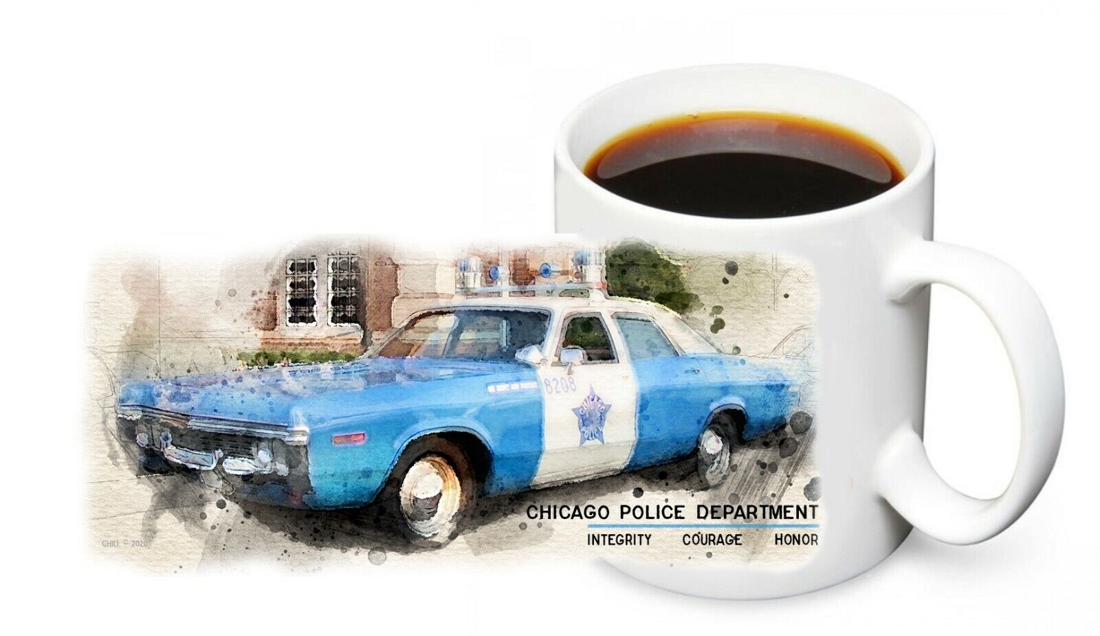 1970's Chicago Police Department Patrol Car Design 11oz. Ceramic Coffee Mug