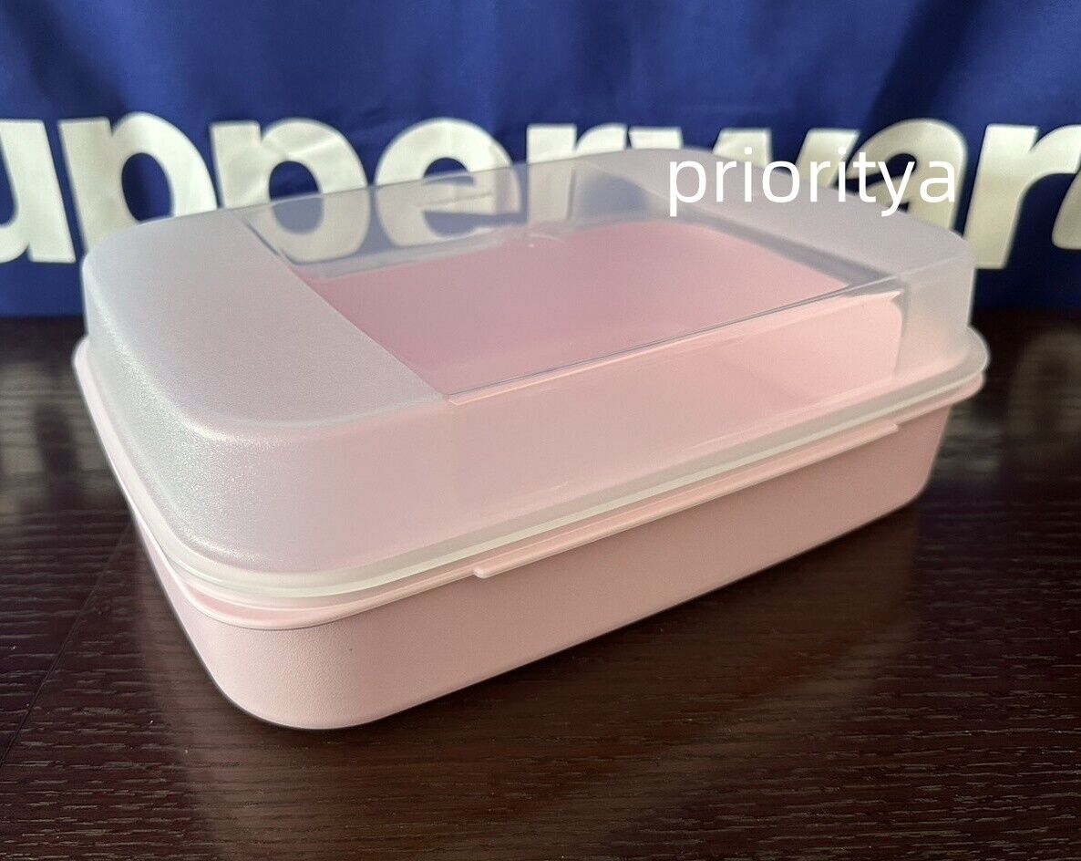 Tupperware Large Storzalot Signature Line Container Hinged Lid Light Pink New