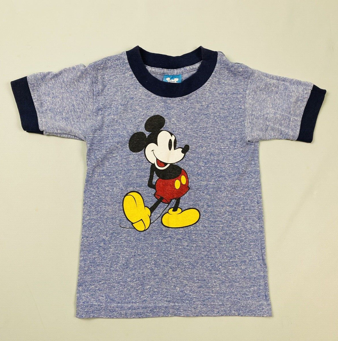 DISNEY Vintage 1970's boys MEDIUM Mickey Mouse T-shirt single stitch ringer