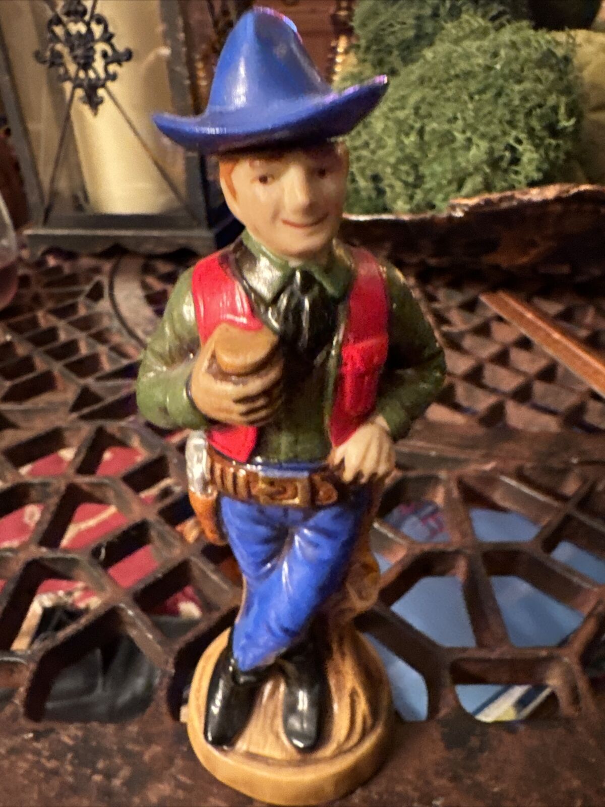 Vintage Cowboy Figurine- Cowboy With Gun & Whiskey  Southwest