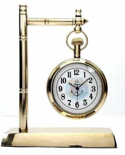 Nautical Table Clock Ship's Clock Antique Brass Hanging Desk Clock.