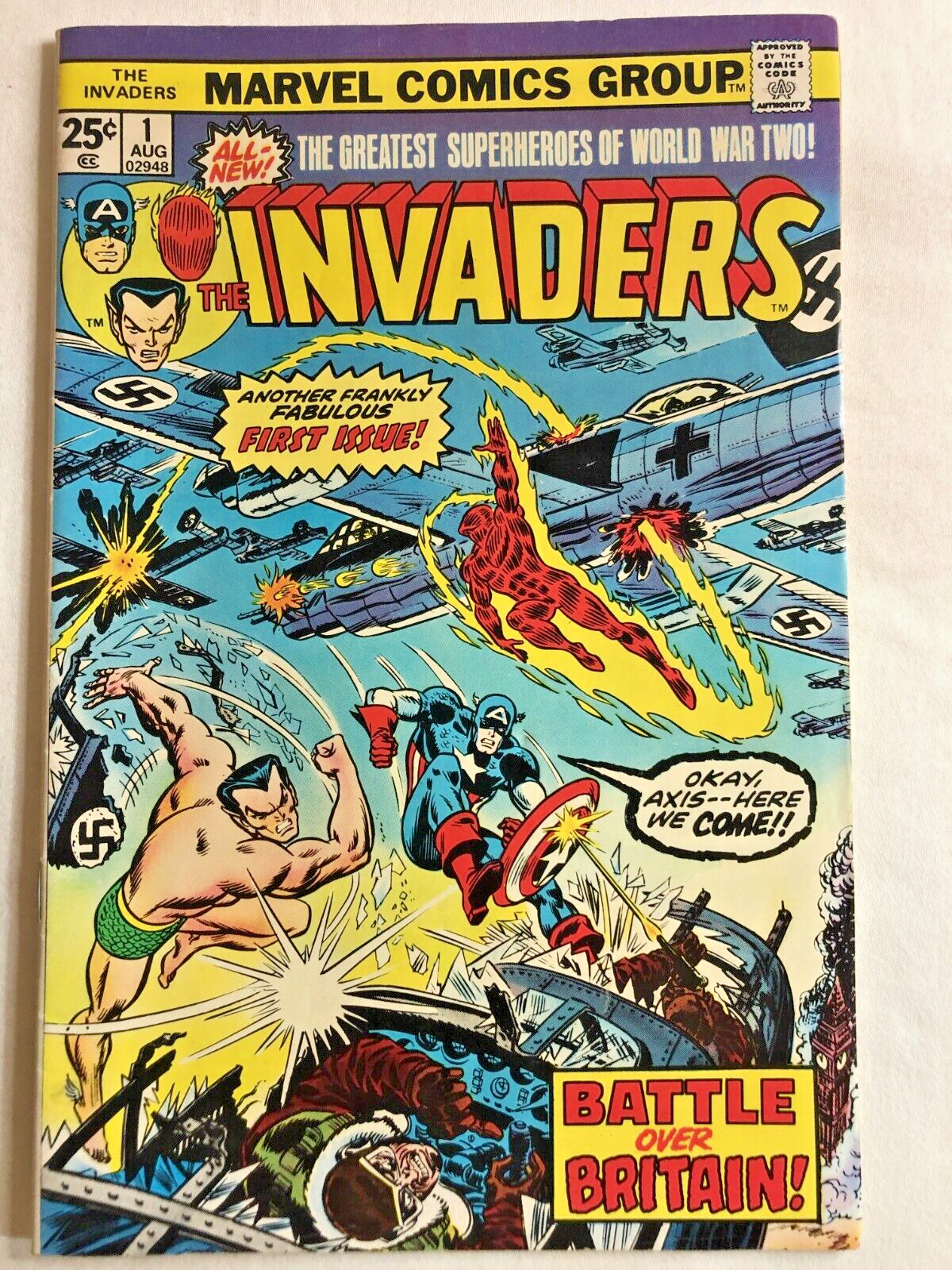 Invaders #1 August 1975 Vintage Bronze Age Marvel Key Issue Very Nice Condition
