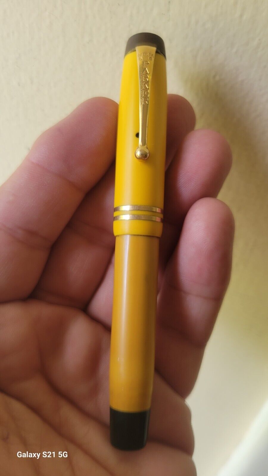 Vintage Parker Duofold Jr Lucky Curve Fountain Pen c1920s Mandarin Yellow RARE