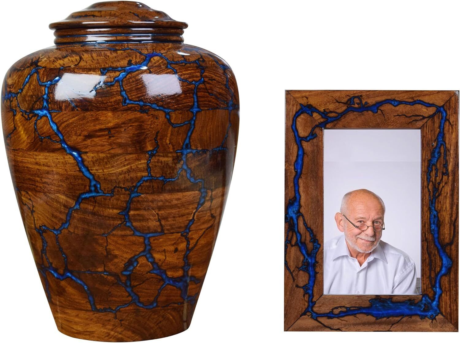 Wooden Urns for Human Ashes-Adult Male, Female | Epoxy Resin Cremation Urn Along