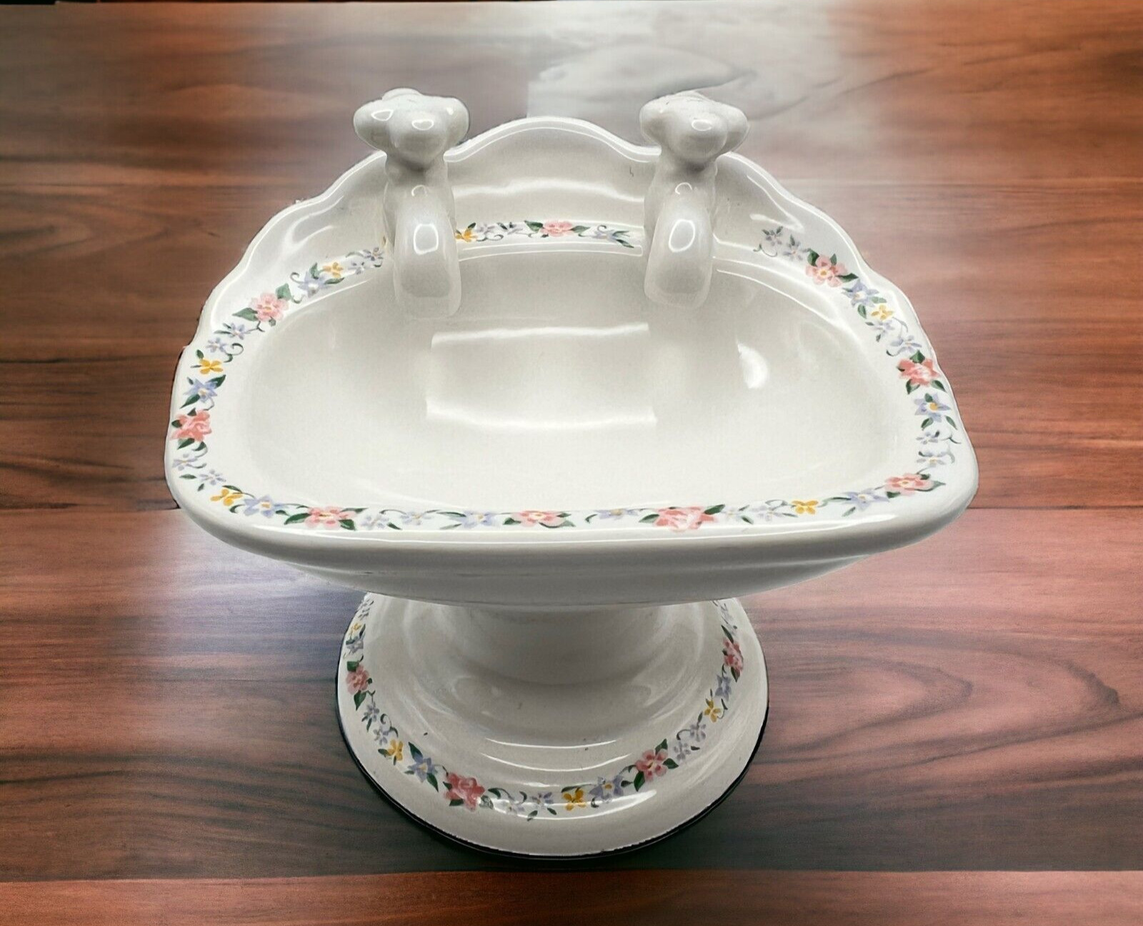 Ceramic Soap Dish Vintage Pedestal Sink Floral Upper Canada Collection Bathroom