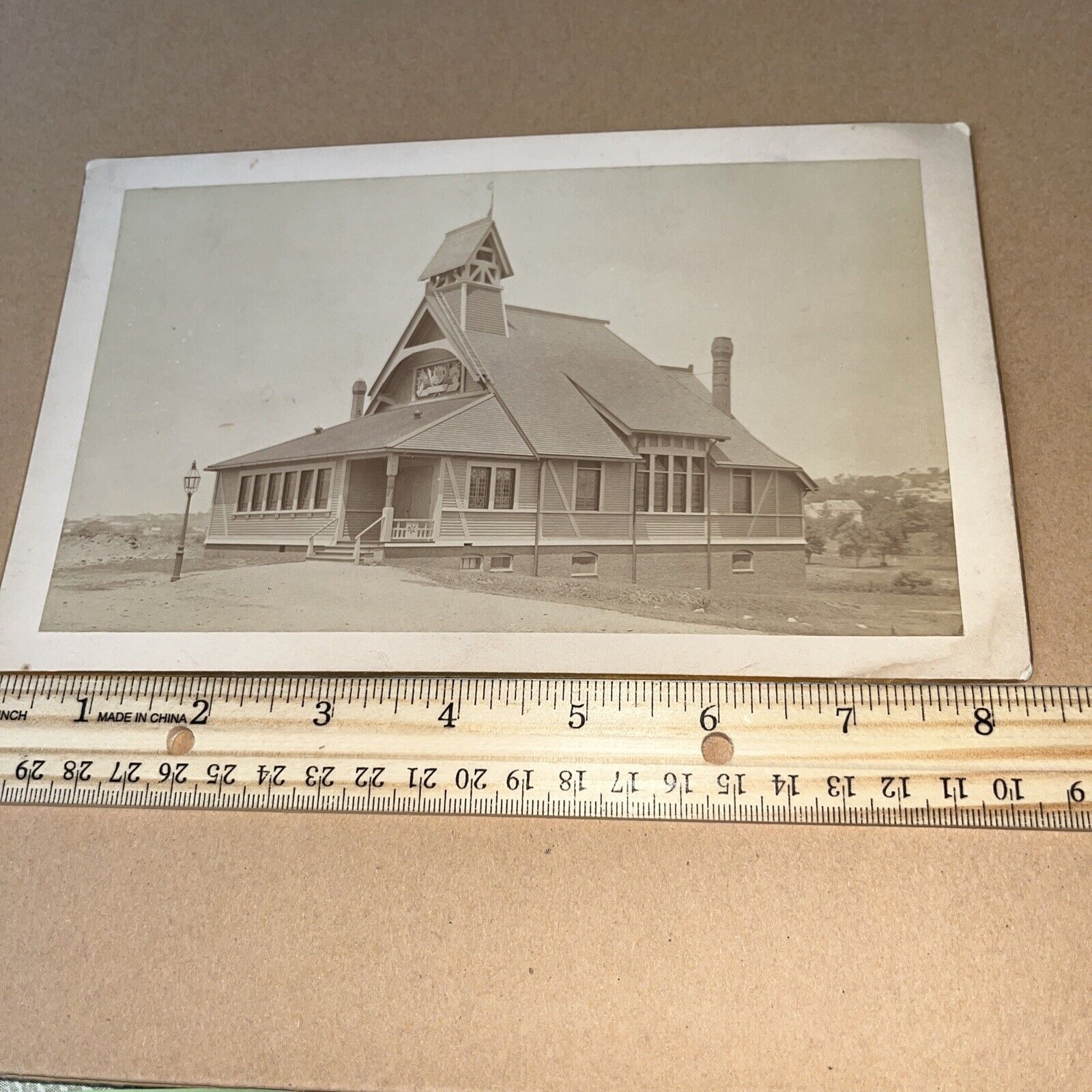Antique Mounted Photograph Third Congregational Church Chelsea Massachusetts MA