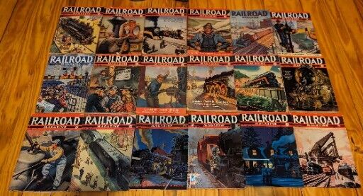 Lot of 18 Vintage Railroad Magazines 1940-45, 15 & 25 Cent Issues