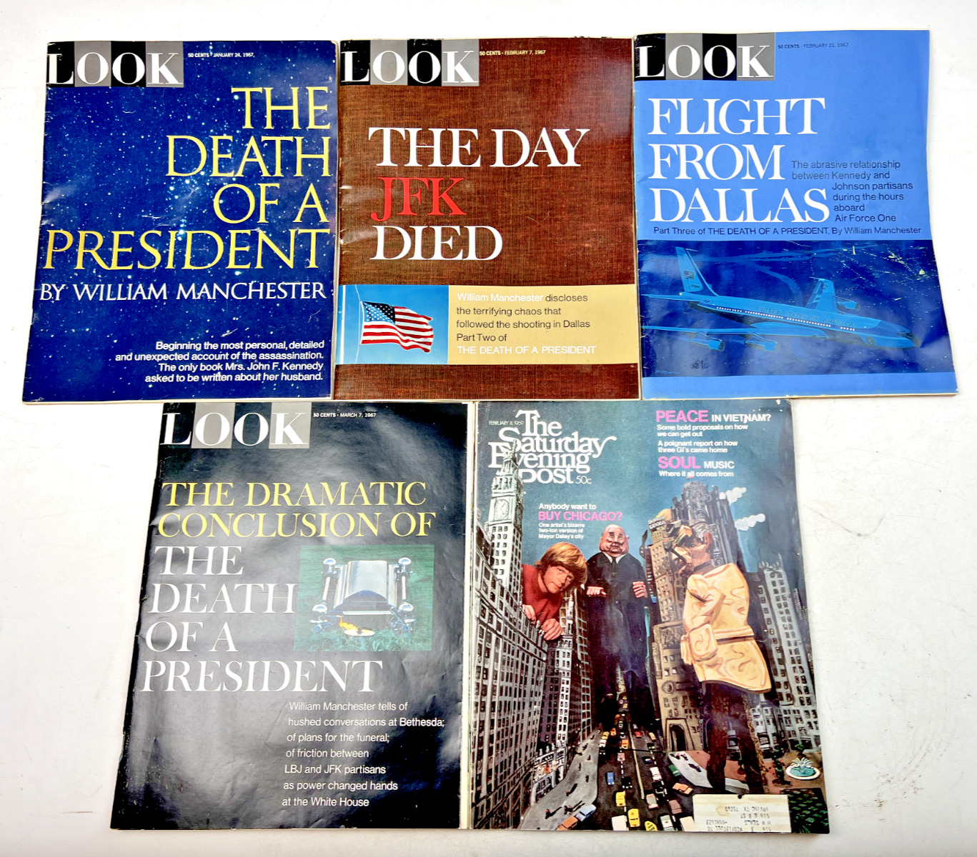 1967 'The Death of A President' 4-Part Series Look Magazine & Bonus Magazine
