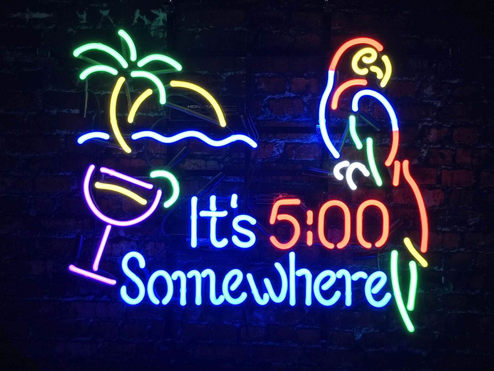 New It\'s 5 00 Somewhere Parrot Neon Light Sign 20\