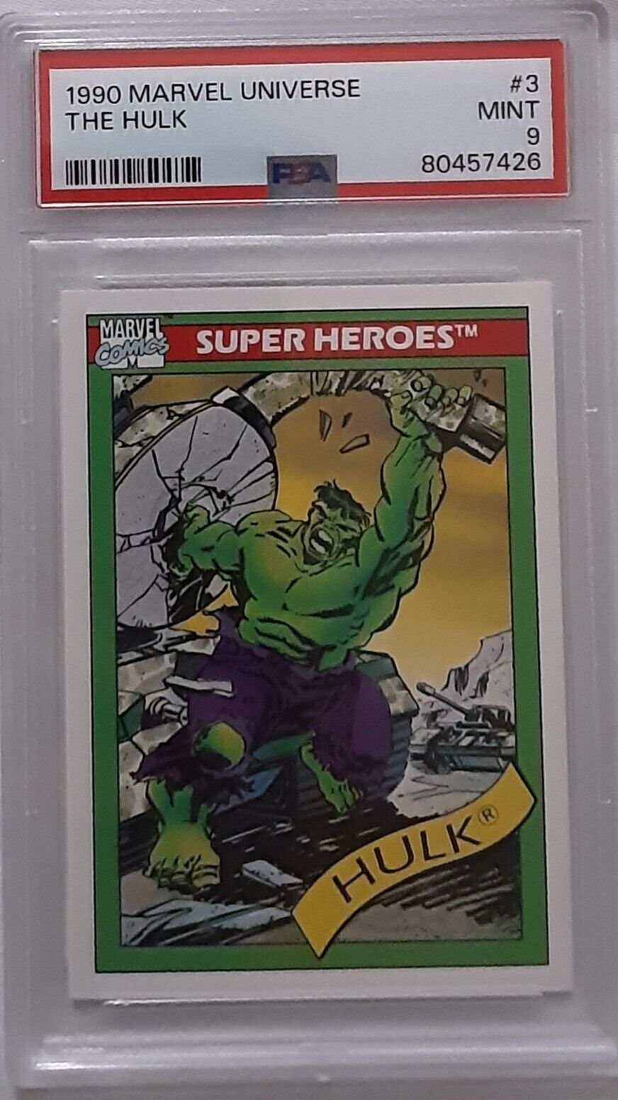 1990 Marvel Universe Series 1, Recently Graded, The Hulk #3, PSA 9 MINT, POP 374