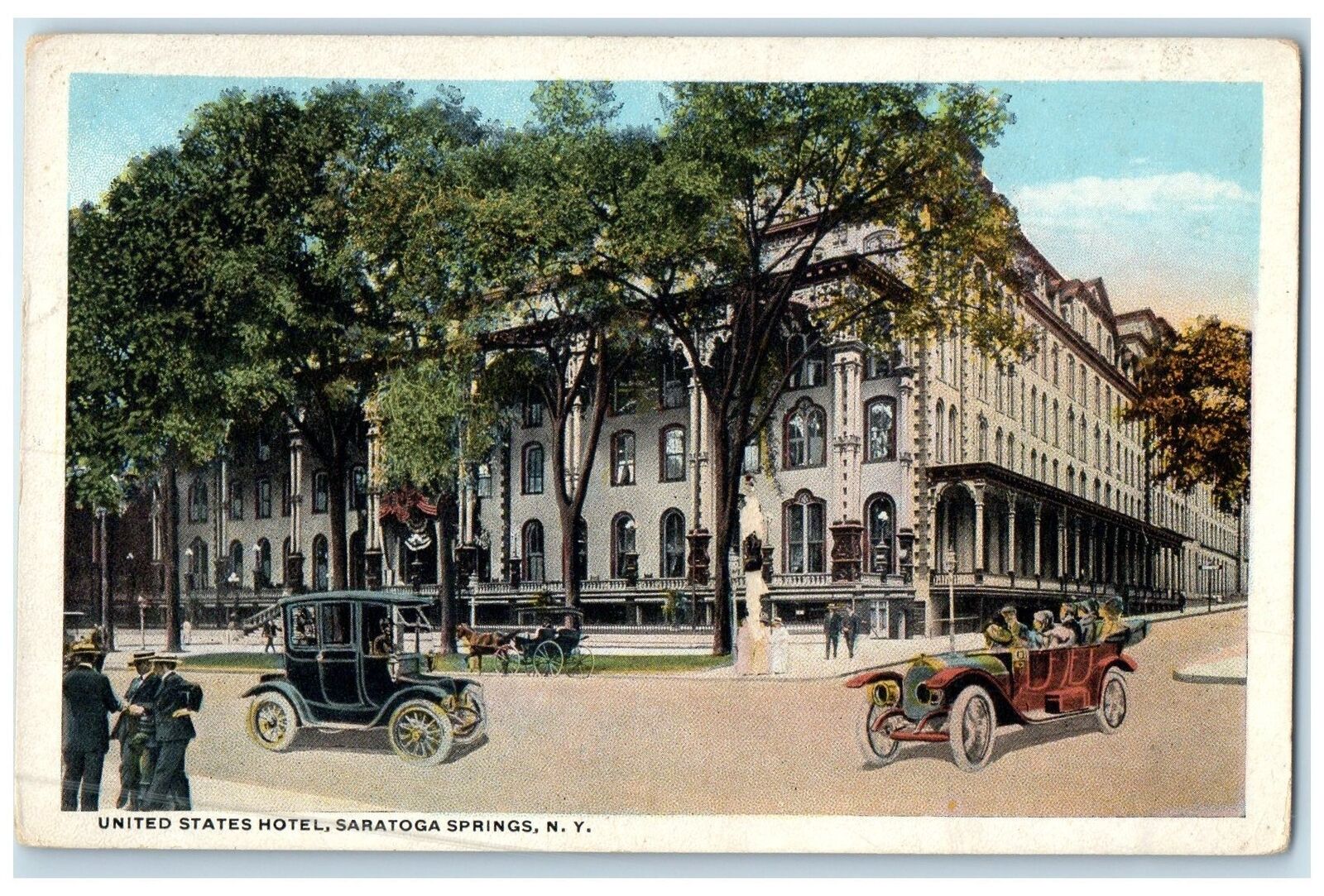 c1920\'s United States Hotel Classic Cars Saratoga Springs New York NY Postcard