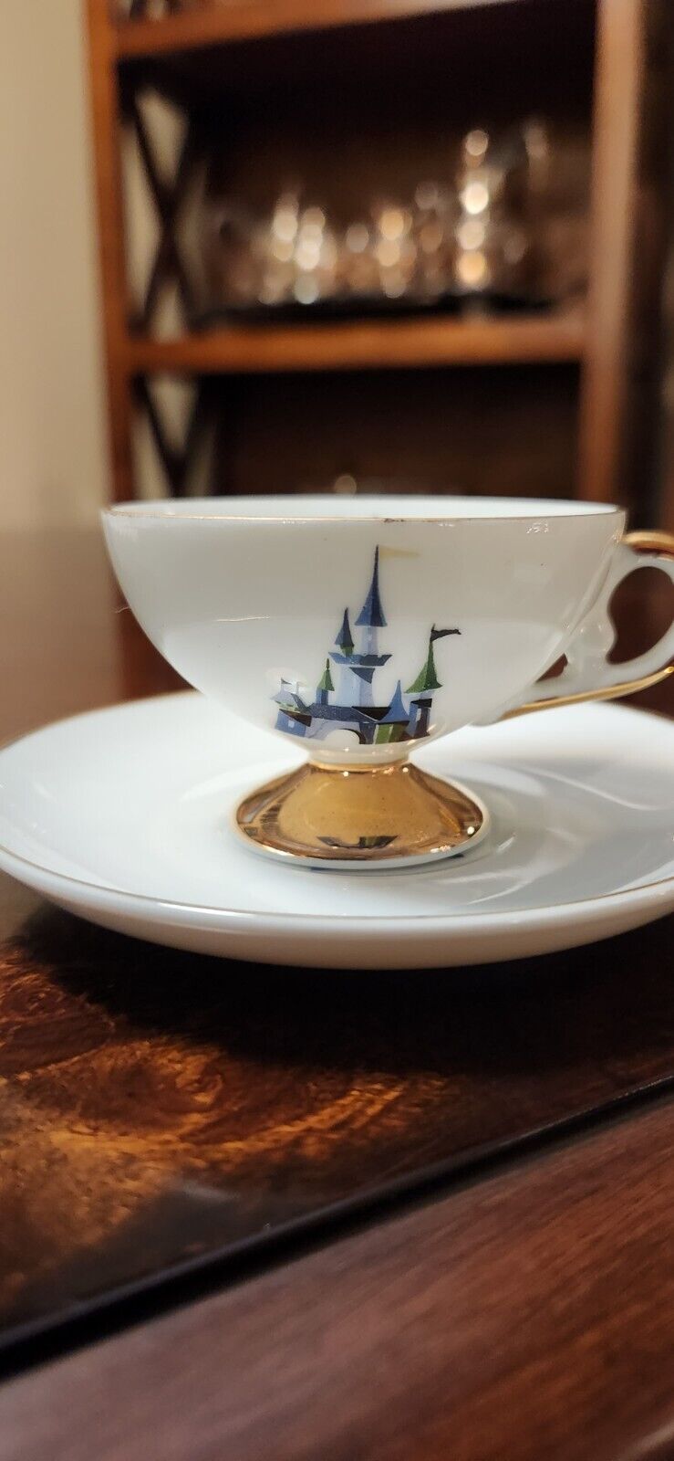 Vintage Disneyland Mini Tea Cup & Saucer Tinkerbell Castle Small Demitasse Japan