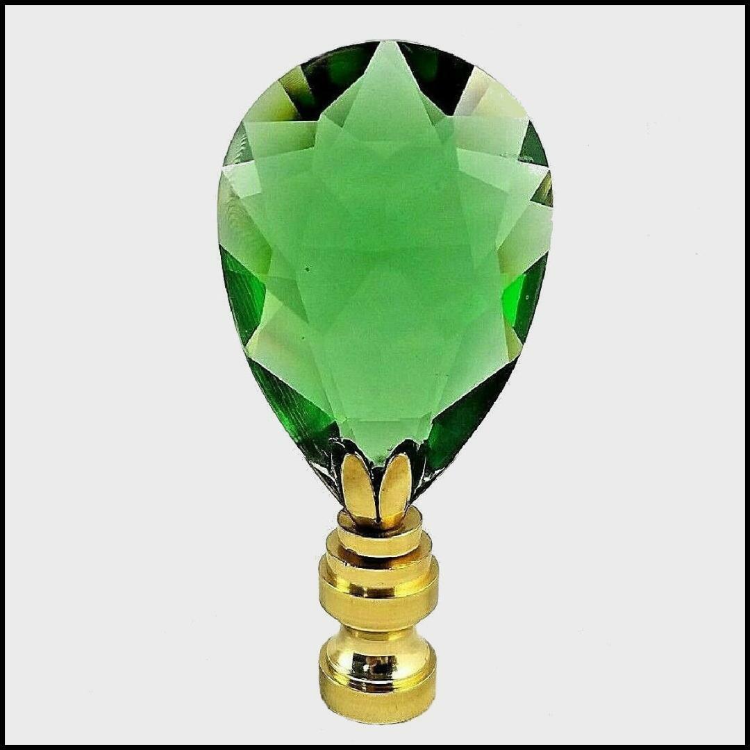 EMERALD  CRYSTAL FACETED PENDELOGUE  ELECTRIC LIGHTING LAMP  SHADE FINIAL  NEW