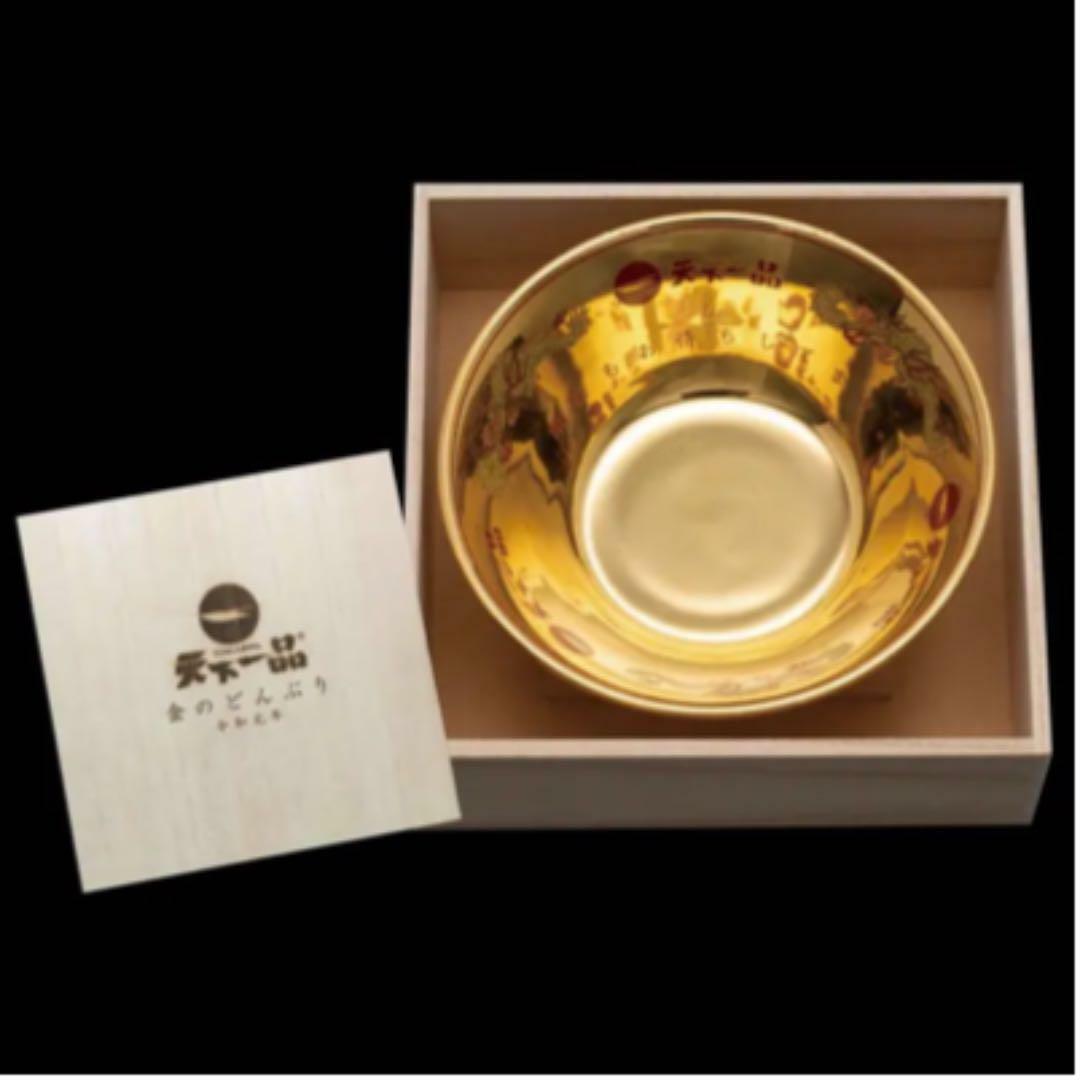 天下一品 TENKAIPPIN Pottery Golden Ramen Bowl Donburi With paulownia box from japan