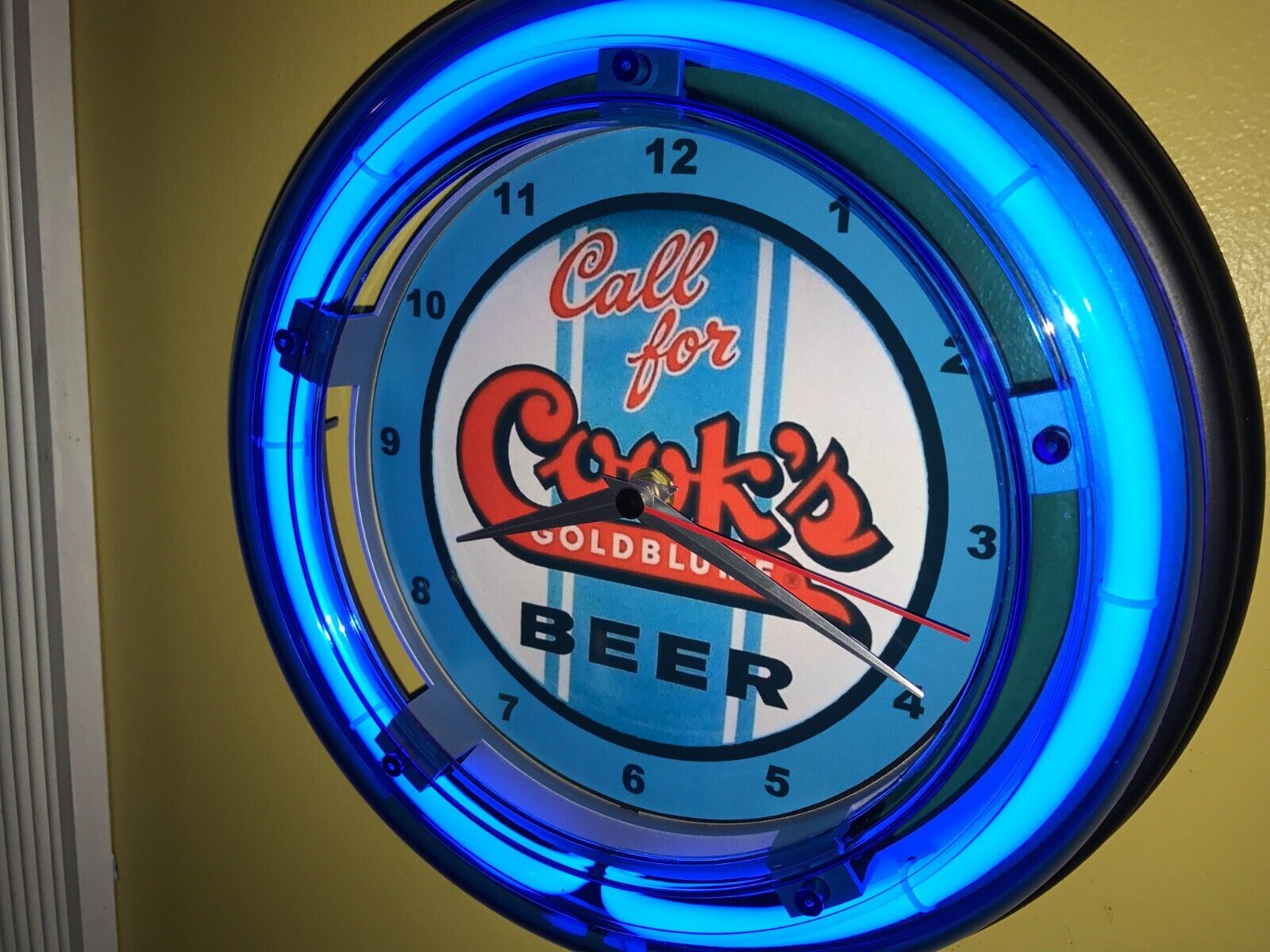 Cook\'s Goldblume Beer Bar Man Cave Neon Wall Clock Advertising Sign