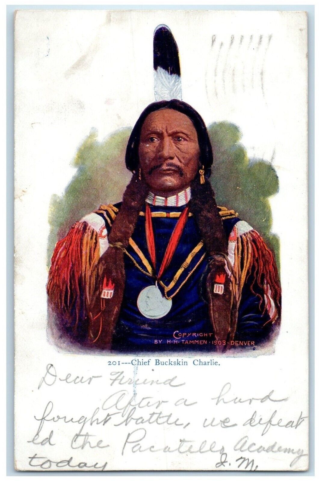 1906 Chief Buckskin Charlie Native American Butte Montana MT Antique Postcard