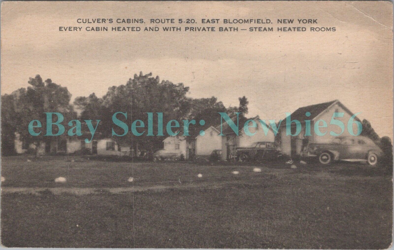 East Bloomfield NY - CULVER'S CABINS ON ROUTE 5-20 - Postcard Roadside 