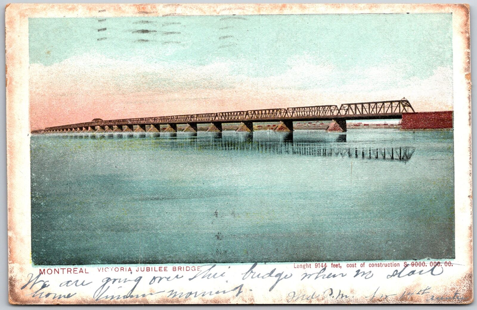 1906 Victoria Jubilee Bridge Montreal Canada St. Lawrence River Posted Postcard