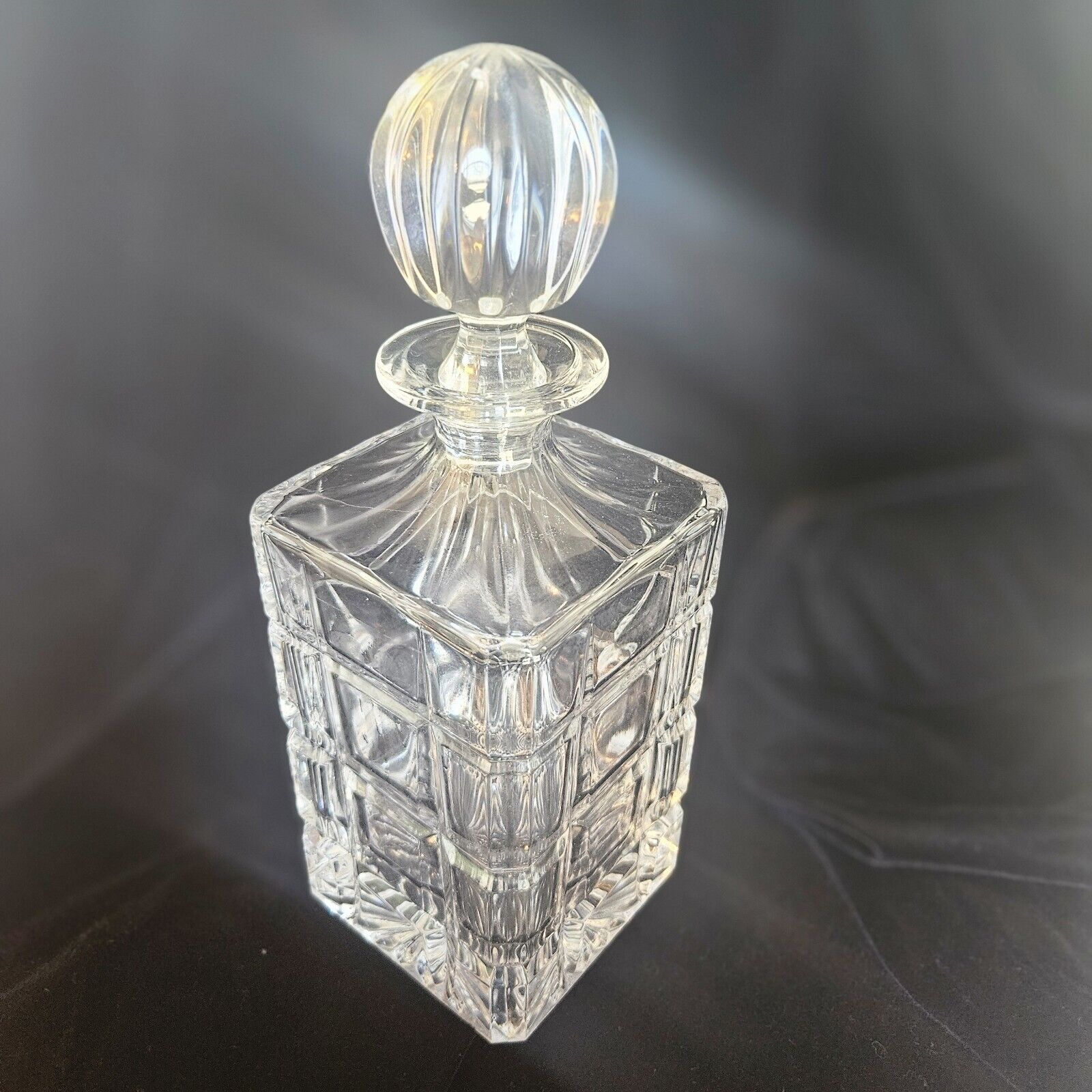 Vintage Towle 24% Lead Crystal Square Decanter w/ Stopper Made In Poland