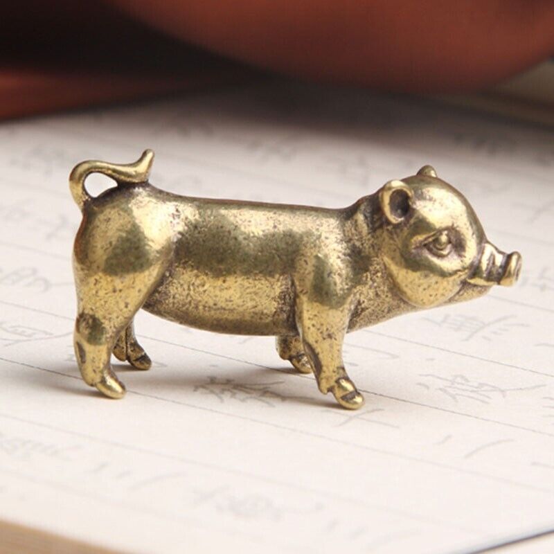 Brass Pig Figurine Small Statue Animal Figurines Toys Table Decoration Gift