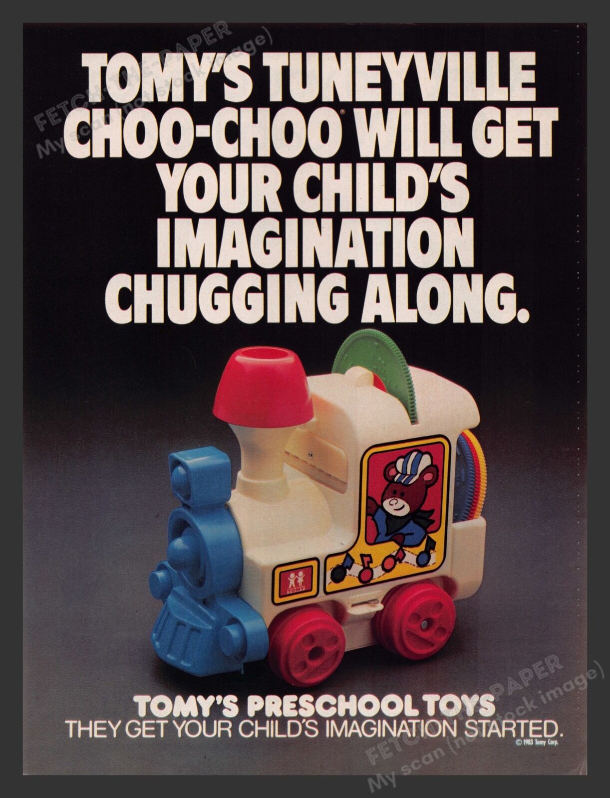 Tomy 1980s Print Advertisement Ad 1983 Tomy\'s Tuneyville Choo-Choo Train Toy