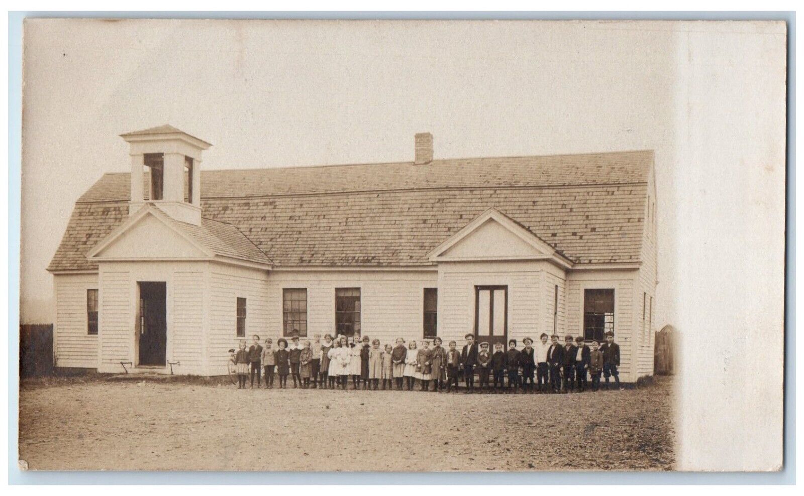 c1905 School House Children Students Dirt Road Antique RPPC Photo Postcard