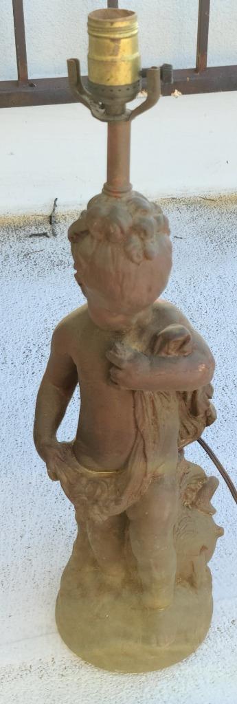 Vintage Molded Plaster Figural Lamp - VGC - Amazing Detail - WORKING CONDITION