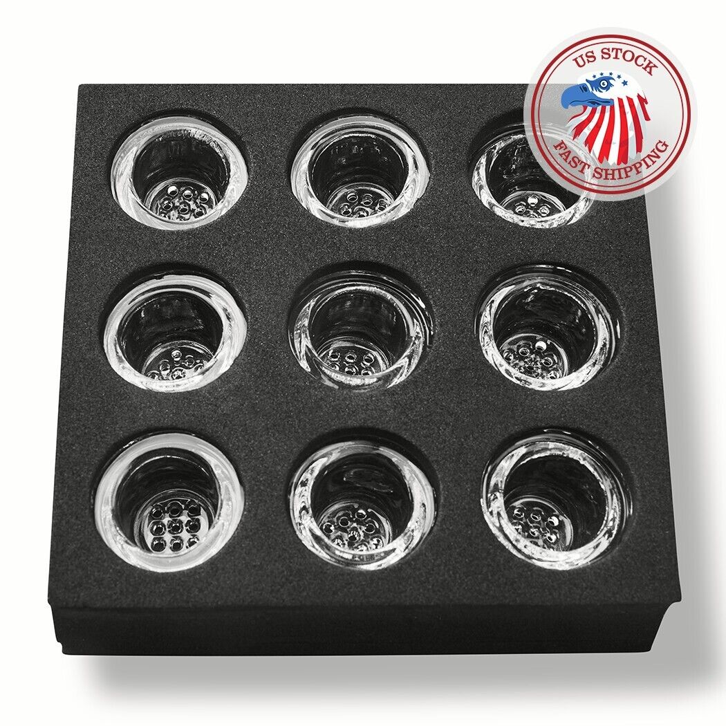 ( Pack of 9 ) 9-Hole Glass Bowl for Silicone Smoking Pipe Glass Replacement Bowl