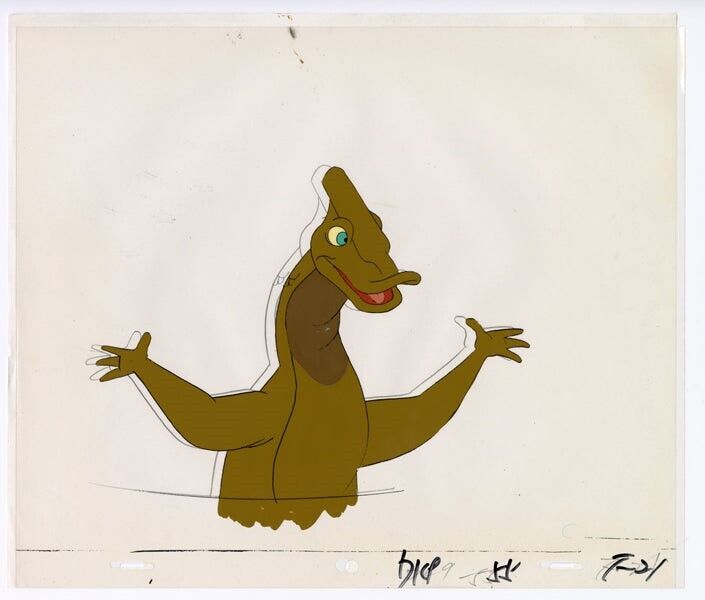 Dink the Little Dinosaur painted character animation original cel and drawing