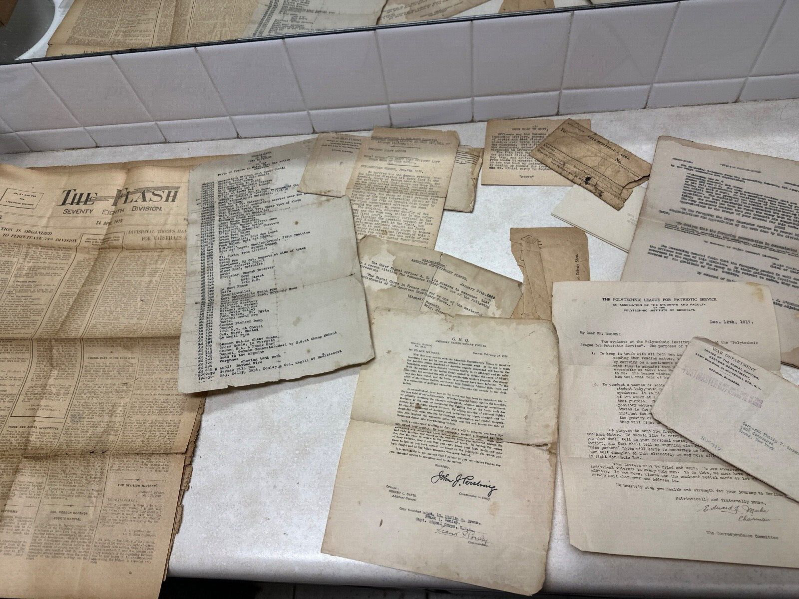 LOT of WW1 US Army 78th LIGHTNING DIVISION Newspapers, Orders, Letters, Etc.