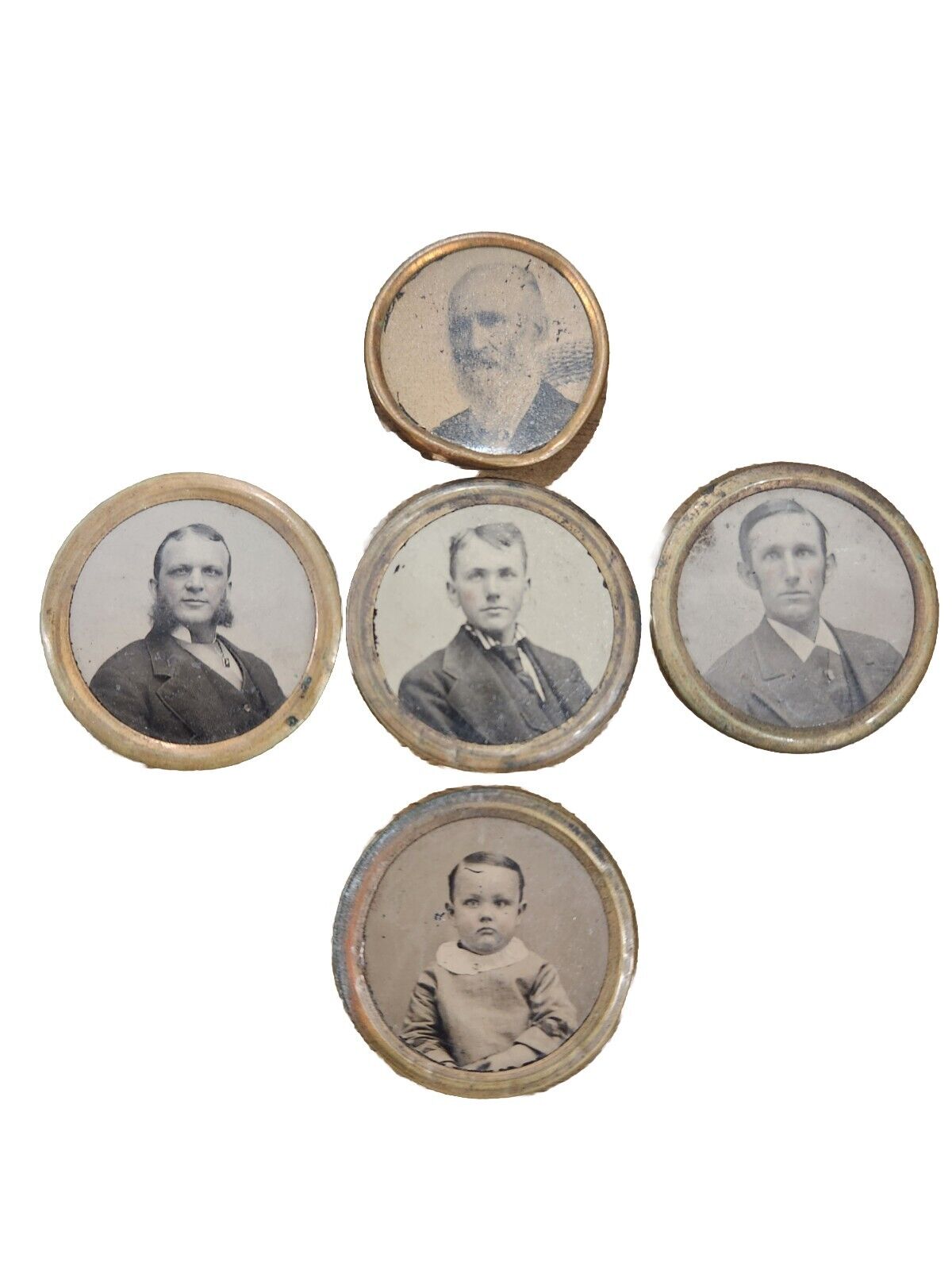 Lot Of 5 Antique Pocket Portrait Photos All Men Of Family