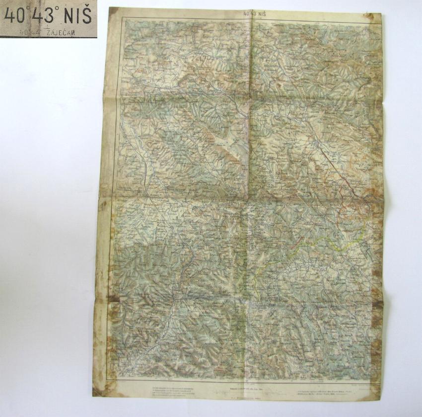 WWI 1914 ORIGINAL GERMAN MILITARY MAP OF NIS YUGOSLAVIA VERY RARE