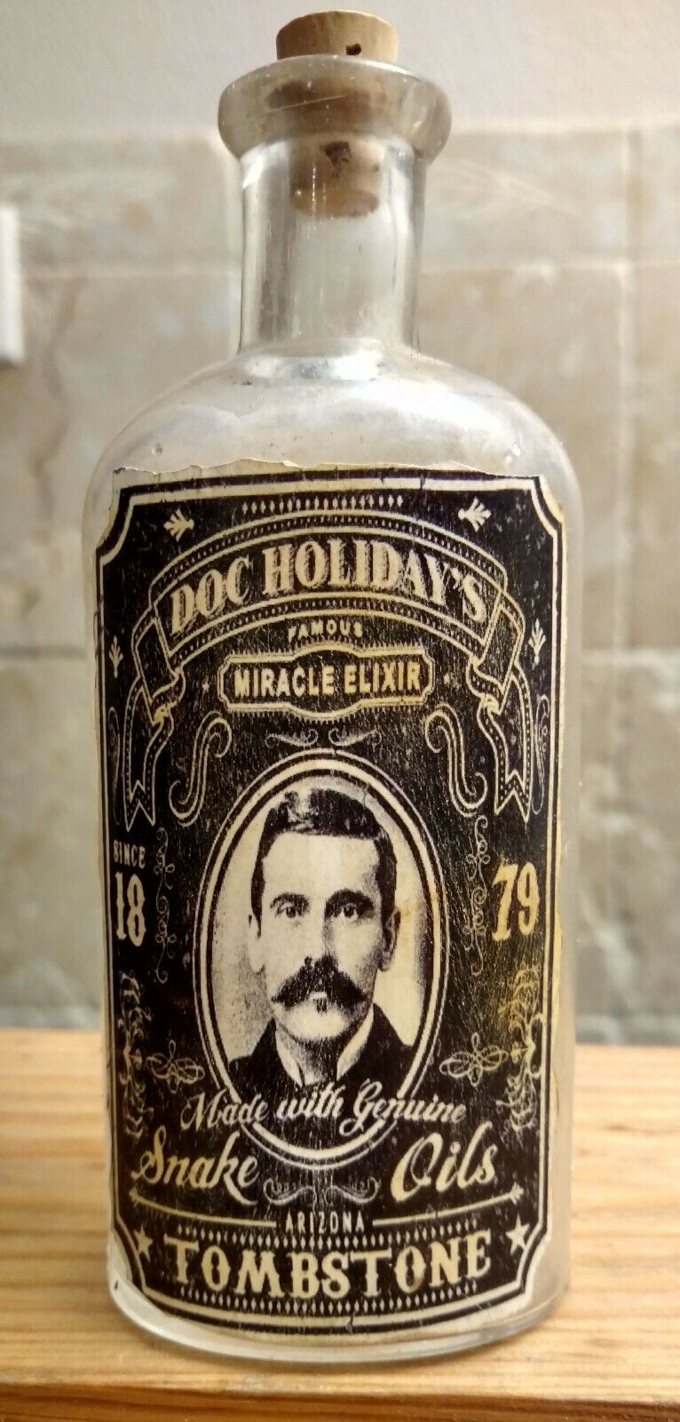 Vintage Medicine Hand Crafted Bottle, Snake Oil, Doc Holiday,Tombstone AZ,(COPY)